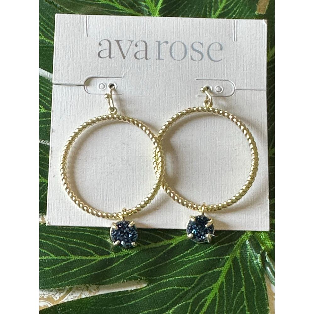 BOGO FREE AVA ROSE BLUE DRUZY NEW EARRINGS